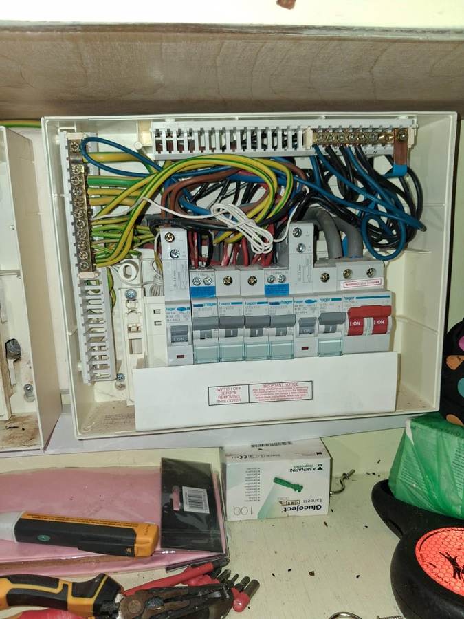 Residential care homes: Flat consumer unit during remedial works