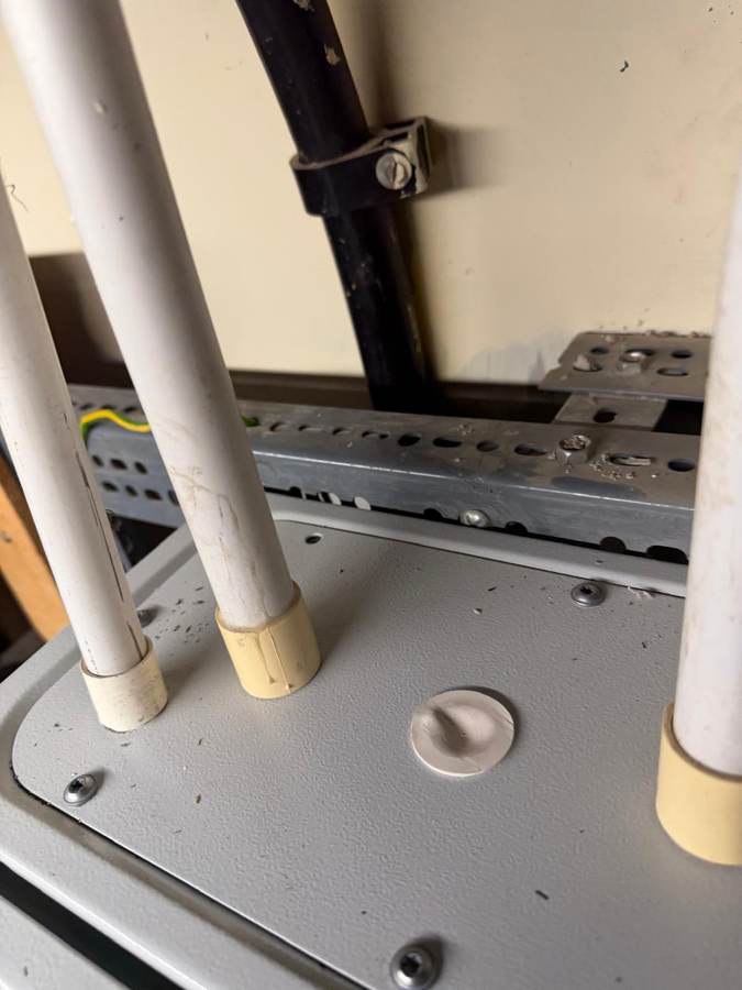 Residential care homes: Conduit entries made good on a distribution board